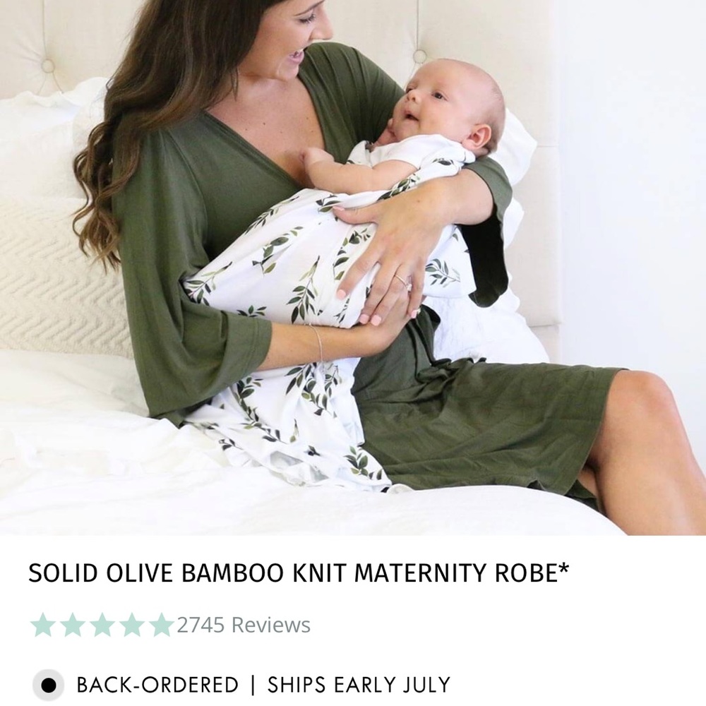 Caden Lane Olive Green Mama Robe Large